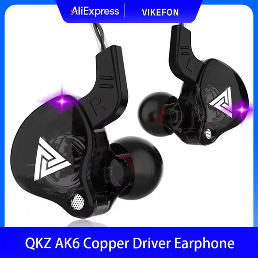 Original QKZ AK6 In Ear Earphone 6 Dynamic Driver Unit Headphone With Mic Stereo Sports HIFI Subwoofer Headset Monitor Earbuds